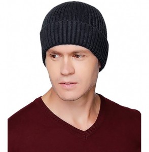 Skullies & Beanies Winter Hats for Men Wool Knit Slouchy Beanie Hats Warm Baggy Skull Cap - Style01 Black Beanie - C7184RO8GCR
