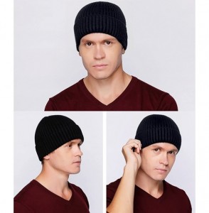 Skullies & Beanies Winter Hats for Men Wool Knit Slouchy Beanie Hats Warm Baggy Skull Cap - Style01 Black Beanie - C7184RO8GCR