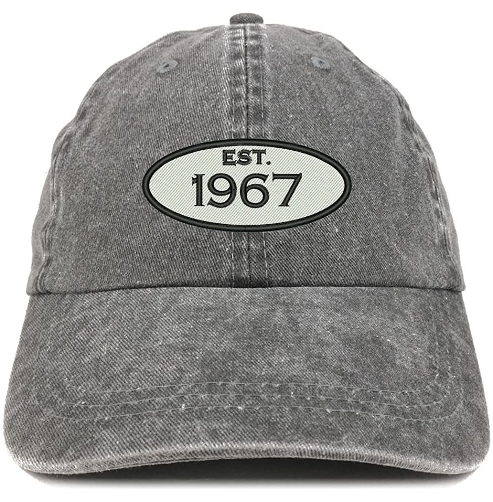 Baseball Caps Established 1967 Embroidered 53rd Birthday Gift Pigment Dyed Washed Cotton Cap - Black - CW180N26UX6