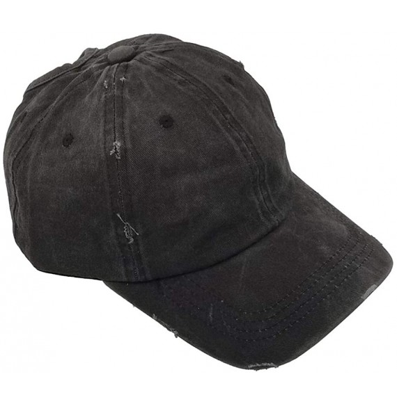 Baseball Caps Washed Ponytail Hats Pony Tail Caps Baseball for Women - Jean Black - CJ18IIS058L