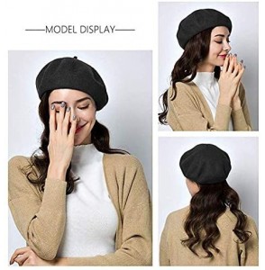 Berets French Wool Berets Hat Artist Casual Fashion Winter Warm Beanie Cap for Women - Black - C8187MWNI05