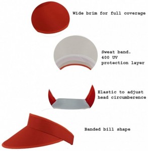 Visors Women Wide Brim Visor Hat UV Sunblock Sun Protection Beach Sports Tennis Golf Hats - Red - CC12MX4RDIR