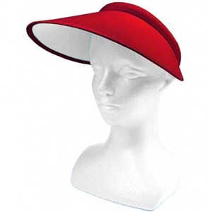 Visors Women Wide Brim Visor Hat UV Sunblock Sun Protection Beach Sports Tennis Golf Hats - Red - CC12MX4RDIR