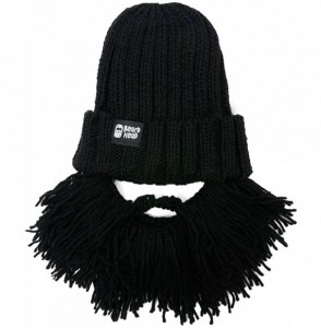 Skullies & Beanies Barbarian Vagabond Beanie - Funny Knit Hat and Fake Beard Facemask - Black - C211DFM4CX3