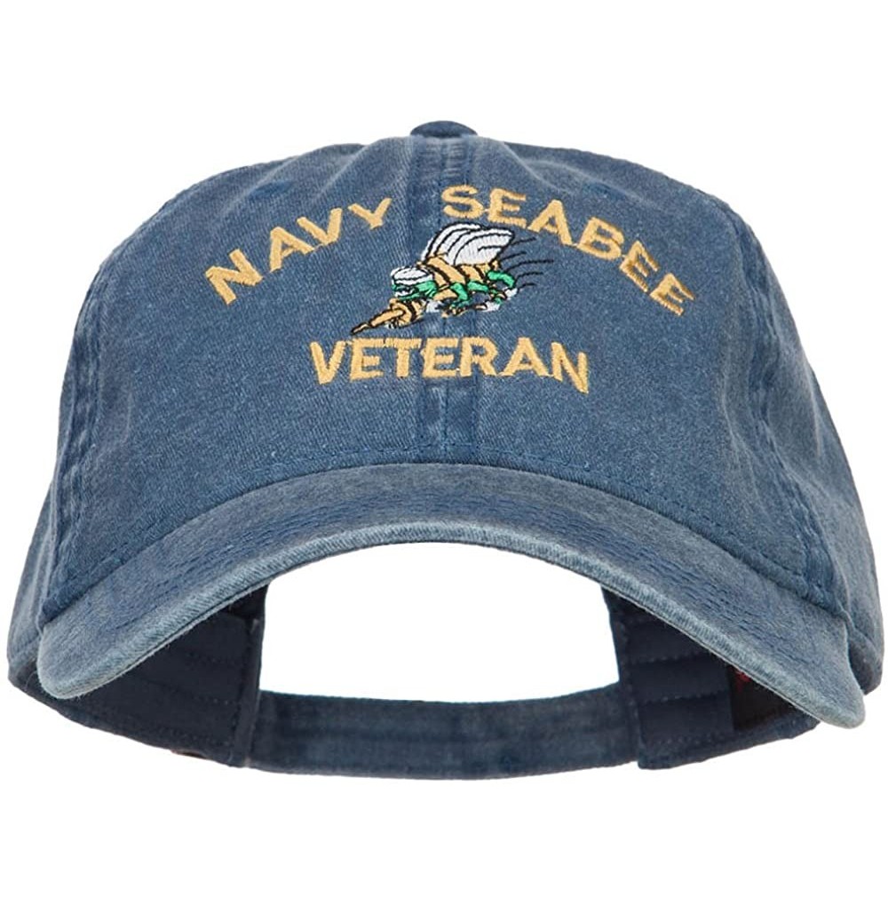 Baseball Caps US Navy Seabee Veteran Military Embroidered Washed Cap - Navy - C8186N9D4L4
