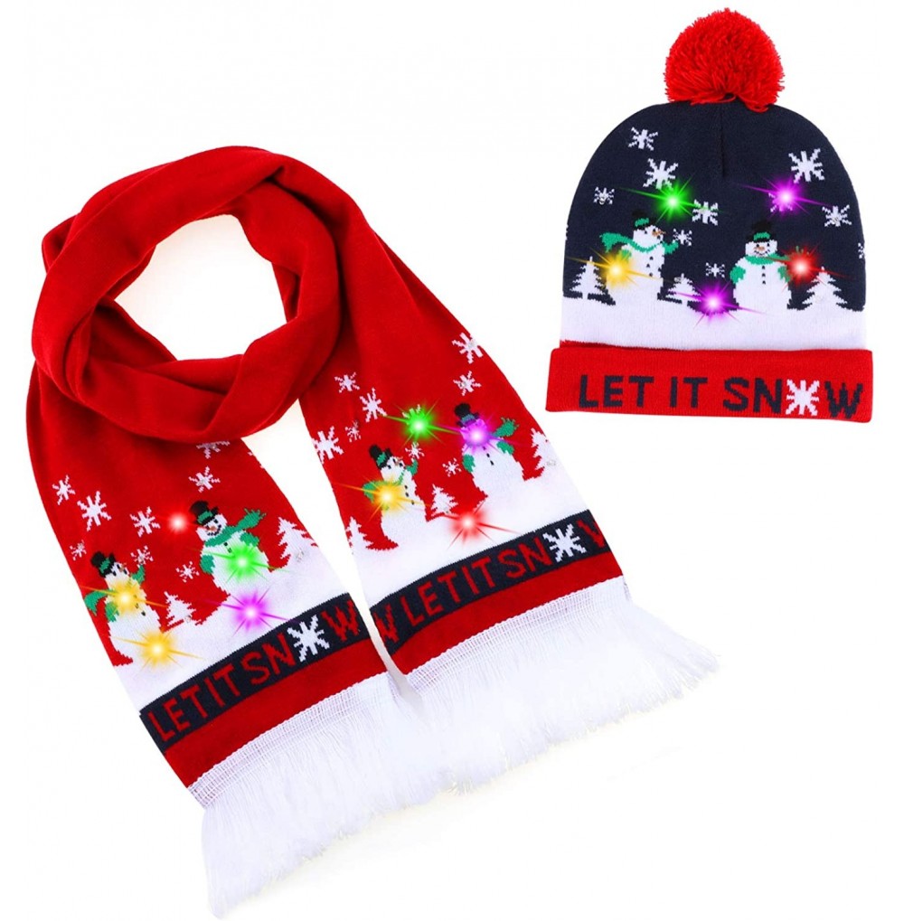 Skullies & Beanies LED Light Up Hat Beanie Knit Cap- Colorful LED Xmas Christmas Beanie - Set of A - C418X2LMWR7