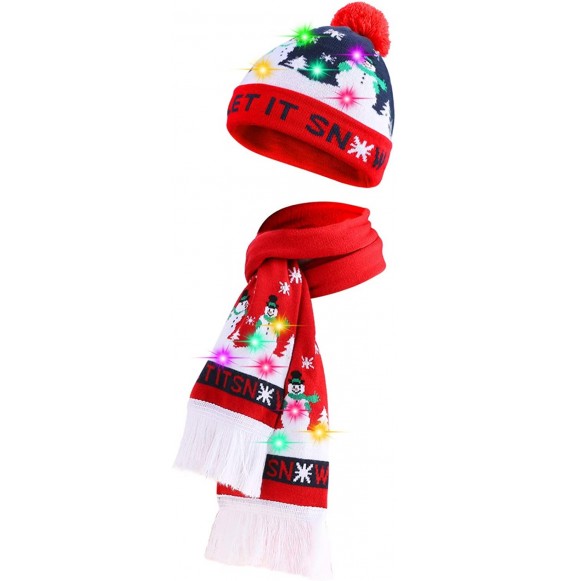 Skullies & Beanies LED Light Up Hat Beanie Knit Cap- Colorful LED Xmas Christmas Beanie - Set of A - C418X2LMWR7