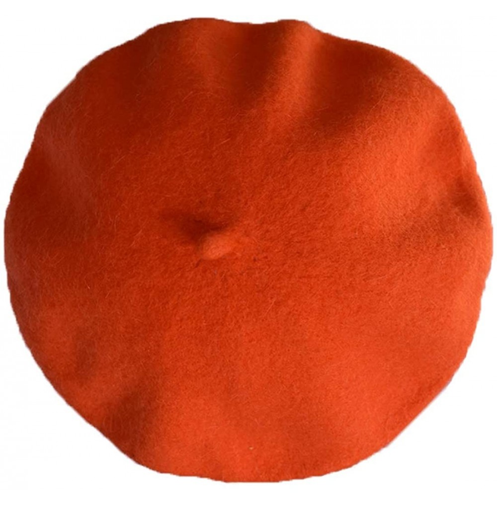 Berets Girls&Boys French Style Wool Beret Kids Hat - Orange - C618RQIW46Q