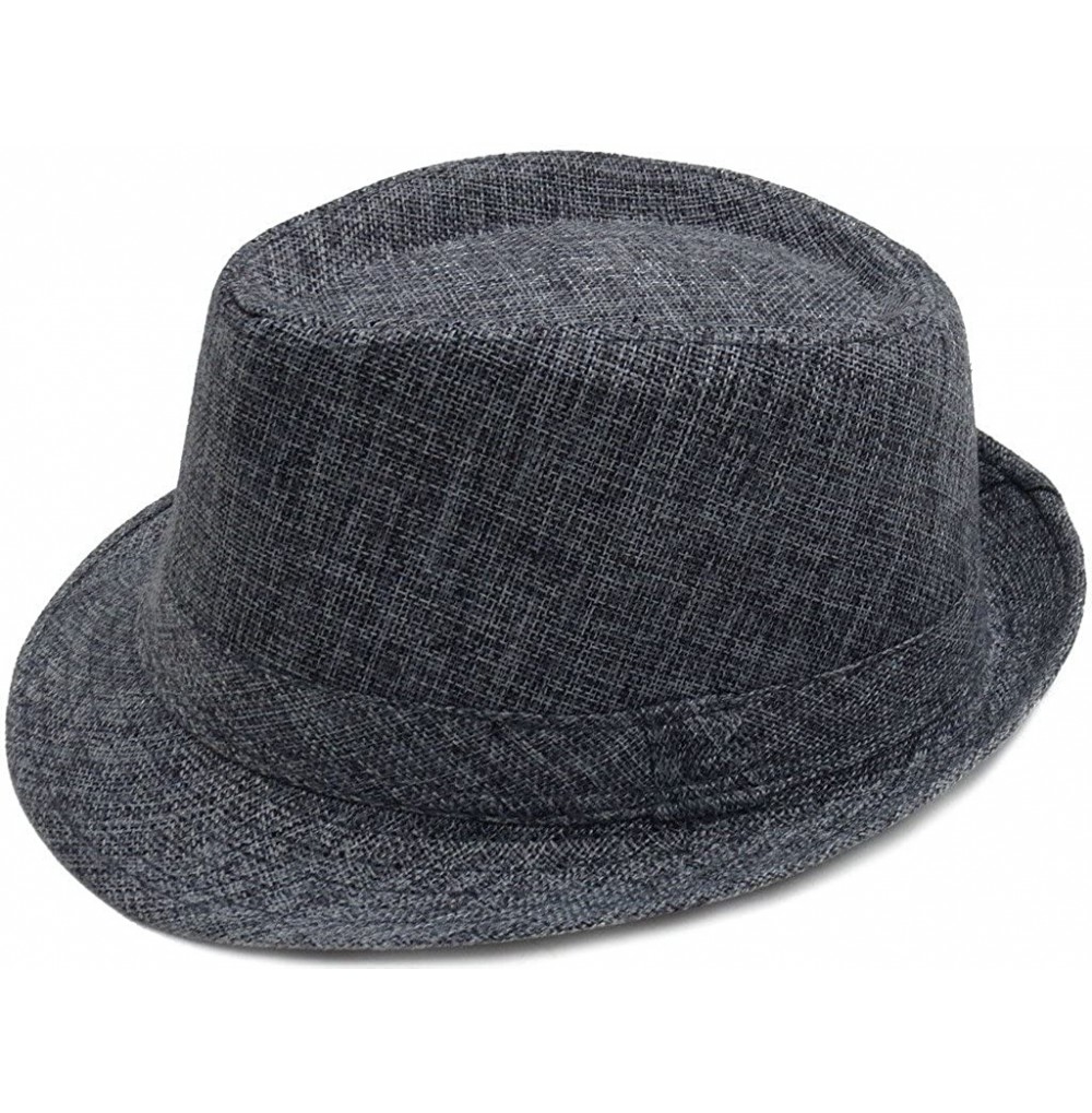 Sun Hats Men/Women Classic Cotton Blend Solid Color Short Brim Trilby Fedora Hat - Grey - C312G5RVS2H
