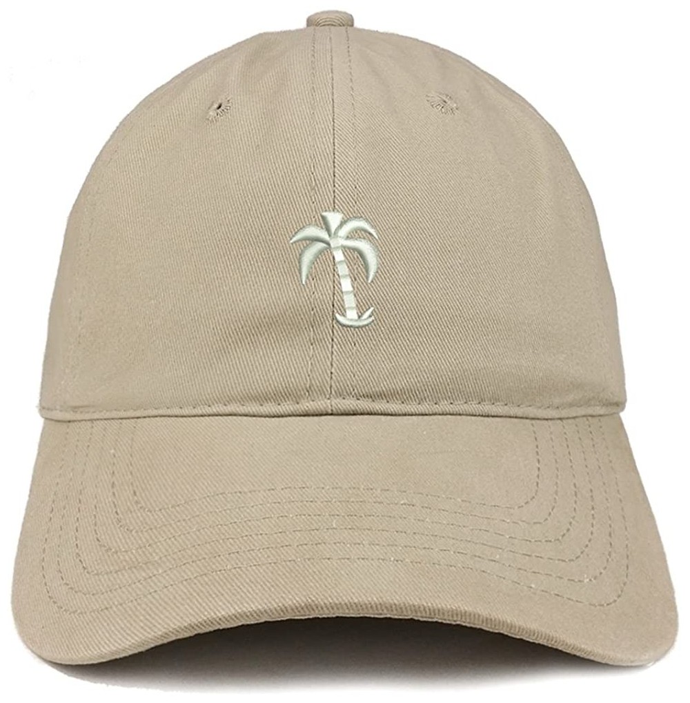 Baseball Caps Palm Tree Embroidered Soft Low Profile Adjustable Cotton Cap - Khaki - CM185HOH9MR