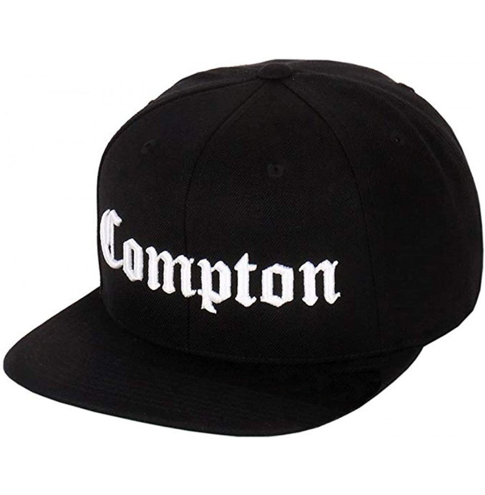 Baseball Caps Compton Embroidery Flat Bill Adjustable Yupoong Cap - Black - CZ129AOFFG1