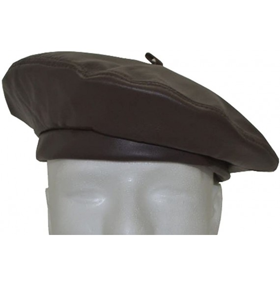 Berets Winner Caps Unisex Cowhide Leather Beret Made in USA - Red - CY180IOMC9I
