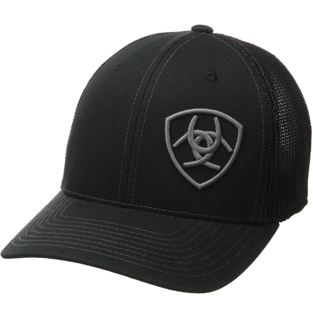 Baseball Caps Men's Solid Black Corner Logo - Black - C512FV2MPXD