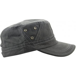 Baseball Caps Men's Cotton Flat Top Peaked Baseball Twill Army Military Corps Hat Cap Visor - Black - C612DSYC8G5