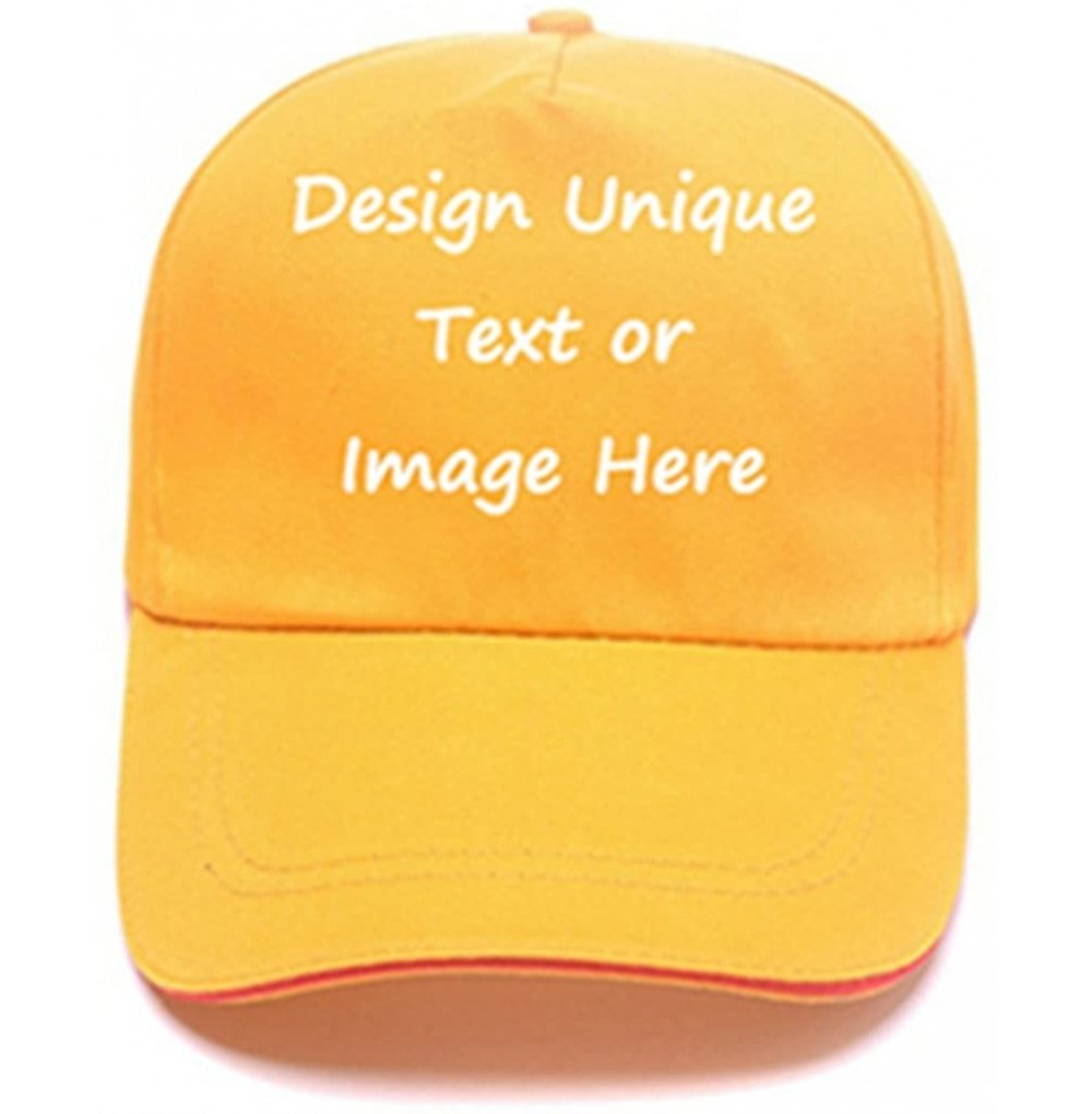 Baseball Caps Custom Hat Print Design Fashion Men Women Trucker Hats Adjustable Snapback Baseball Caps - Yellow Red - CM18G92...