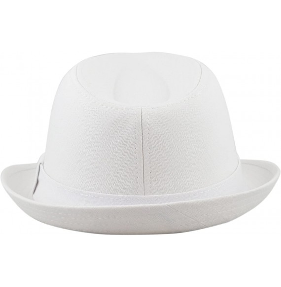 Fedoras Unisex Cotton Twill Herringbone Fedora Hat - White - CK12K7KVO2R