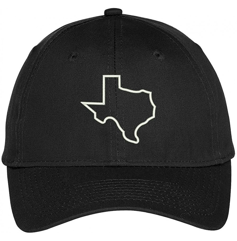 Baseball Caps Texas State Outline Embroidered Baseball Cap - Black - CV12F0KX5NP