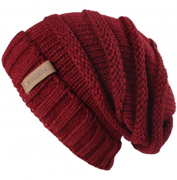 Skullies & Beanies Knitted Slouchy Oversized Crochet - Black / Red - CT18HSRLID3