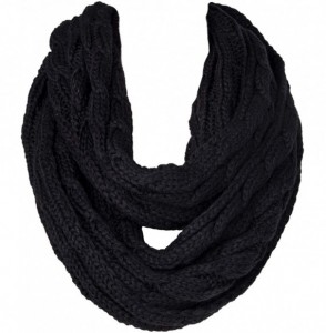 Skullies & Beanies Womens Winter Hats Infinity Scarf Set Warm Knit Fleece Slouchy Beanie Hat Gifts - A6-solid Black - CR18XT0...