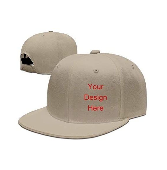 Sun Hats Custom Caps Custom Hats Flexfit Hats Baseball Team Caps Flat Bill Snapback Baseball Cap - Beige - C0180M4AIKO