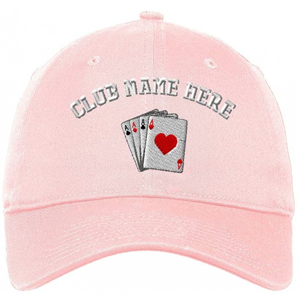 Baseball Caps Custom Low Profile Soft Hat Game Poker Cards As Logo Embroidery Club Cotton - Soft Pink - C318QZQ7ILS