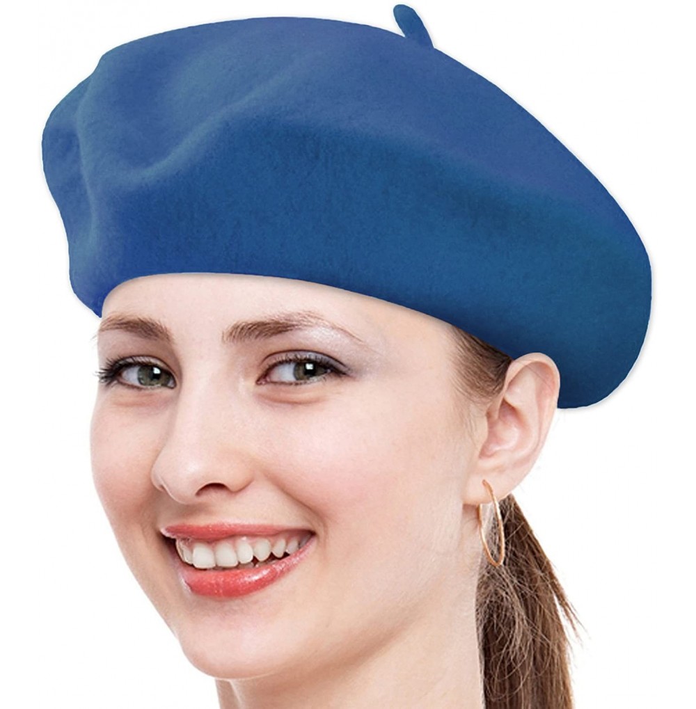 Berets 3 Pieces Pack Ladies Solid Colored French Wool Beret - Navy-3 Pieces - C712O5UI1CL