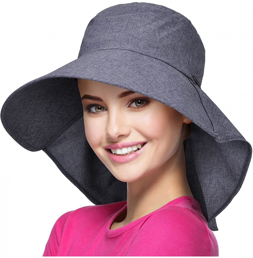 Sun Hats Womens Wide Brim Sun Protection Hat w/Flap Neck Cover for Summer Safari Hiking - Purple - C118EDQ6ENN