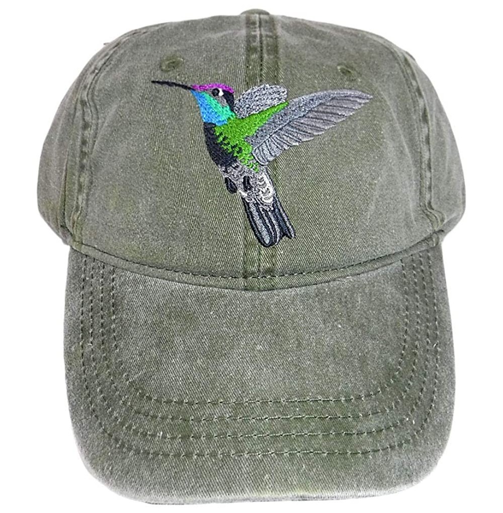 Baseball Caps Magnificent Hummingbird Embroidered Cotton Cap Green - C118T75IW2I