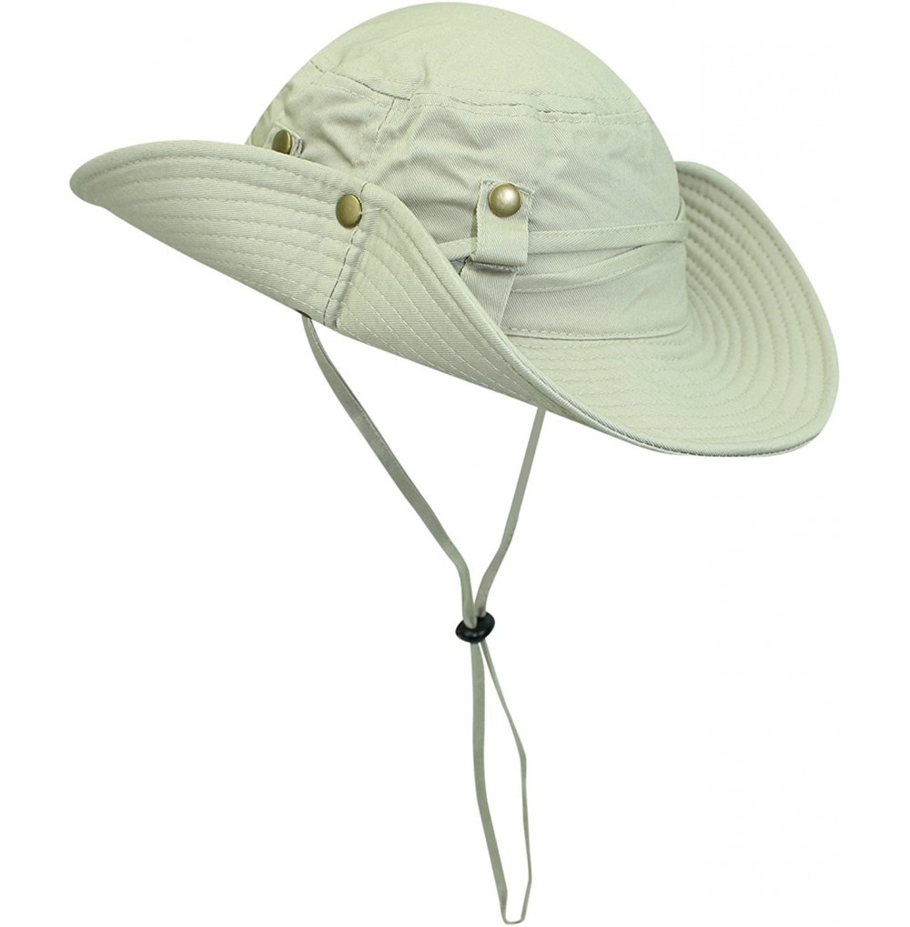 Sun Hats Safari Style Cotton Hat with Chin Cord & Side Snaps - Beige - C2110FSFGSZ