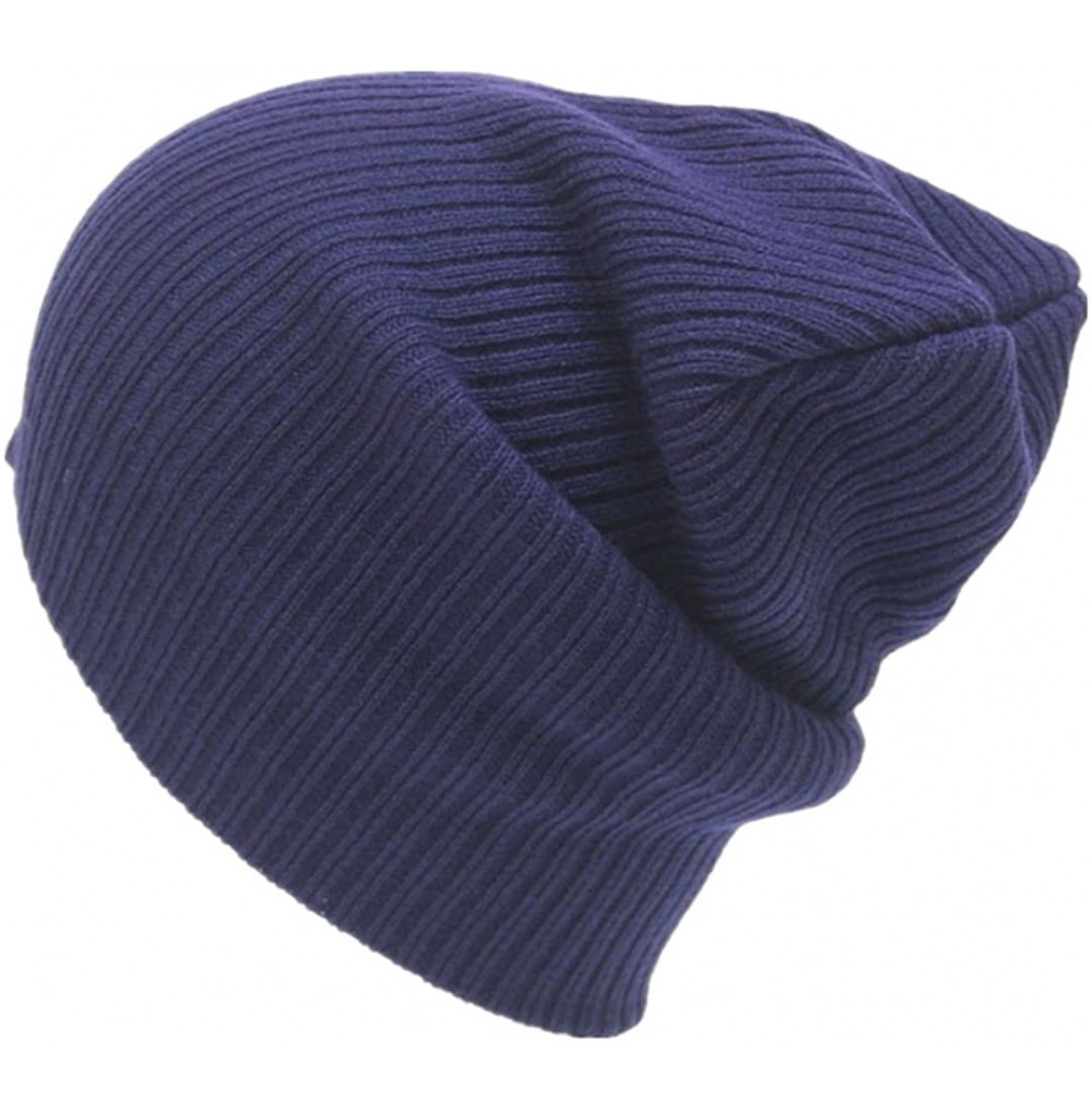 Skullies & Beanies Men's Womens Beanie Knit Ski Cap Hip-Hop Winter Warm Unisex Wool Hat - Navy - CU1868L3686