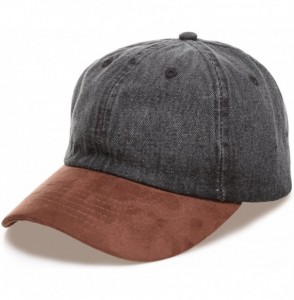 Baseball Caps Casual 100% Cotton Denim Baseball Cap Hat with Adjustable Strap. - Suede Brim-black - CQ18C2IEL82