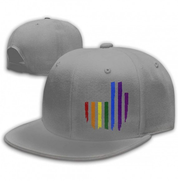 Baseball Caps Gay LGBT Pride Rainbow Flag Snapback Flat Baseball Cap Men Adjustable - Gray - C3196XN8Y0Y