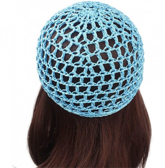 Skullies & Beanies Women Soft Rayon Snood Hat Hair Net Crocheted Hair Net Cap Mix Colors Dropshipping - Kufi Rose-2pcs - CB19...