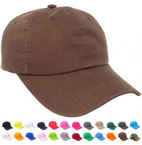 Baseball Caps Wholesale 12-Pack Baseball Cap Adjustable Size Plain Blank All Cotton Solid Color dad Hat - Brown - CX195SSHY33