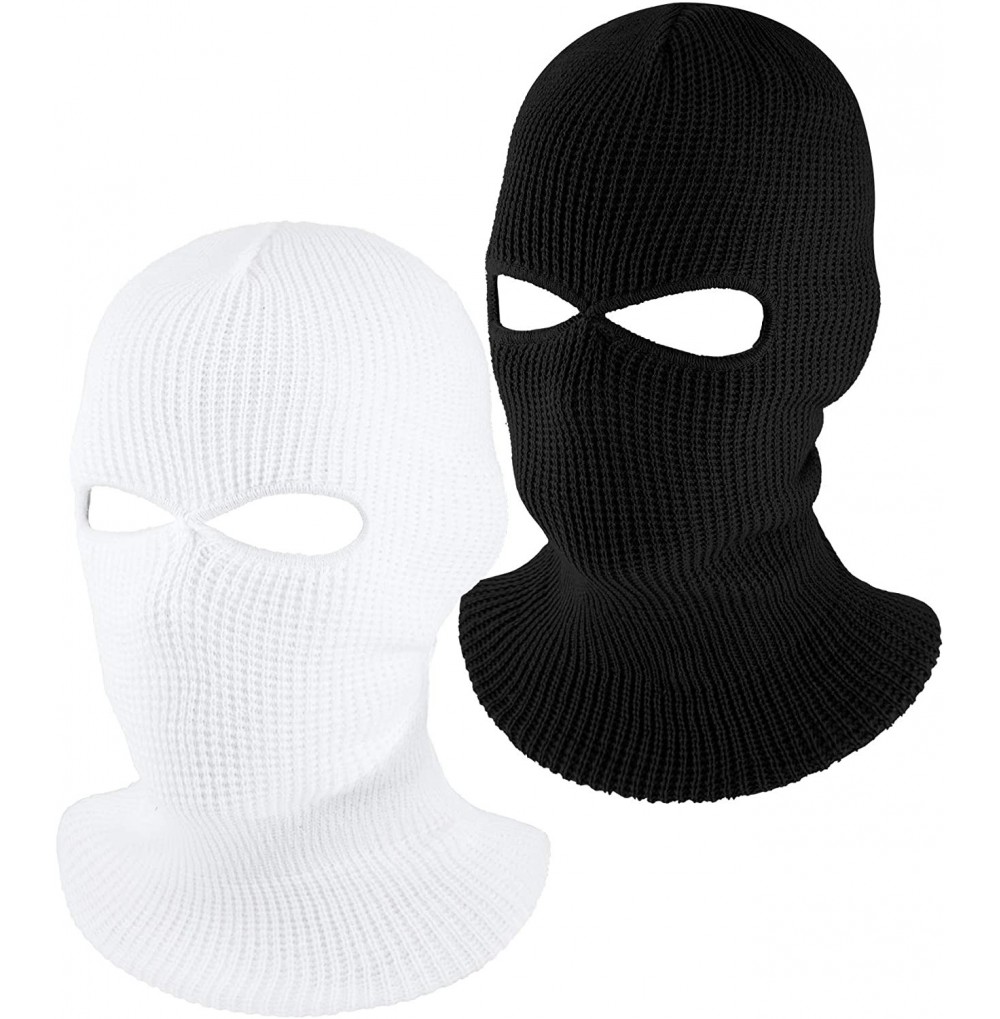 Balaclavas 2 Pieces Knitted Full Face Cover Ski Mask Winter Balaclava Face Mask for Adult Supplies - Color Black - CZ18ZA4HZH8