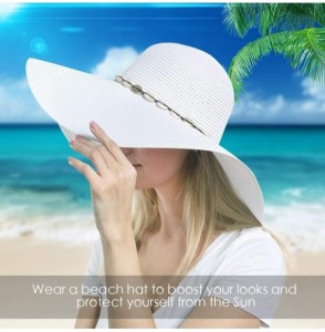 Sun Hats Womens Beach Sun Straw Hat- Floppy Beach hat & Wide Brim Braided Sun Hat - UPF 50+ Maximum Sun Protection - C2194K6ZZTU