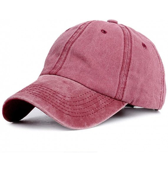 Baseball Caps Women's Retro Washed Cotton Twill Baseball Cap Ponytail Messy High Buns Ponycaps Adjustable Dad Hat - Wine Red ...