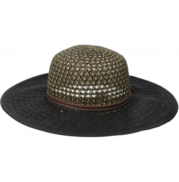 Sun Hats Women's Ultrabraid Ombre Sun Brim Hat with Faux Leather Band - Black - C311SGBUA47