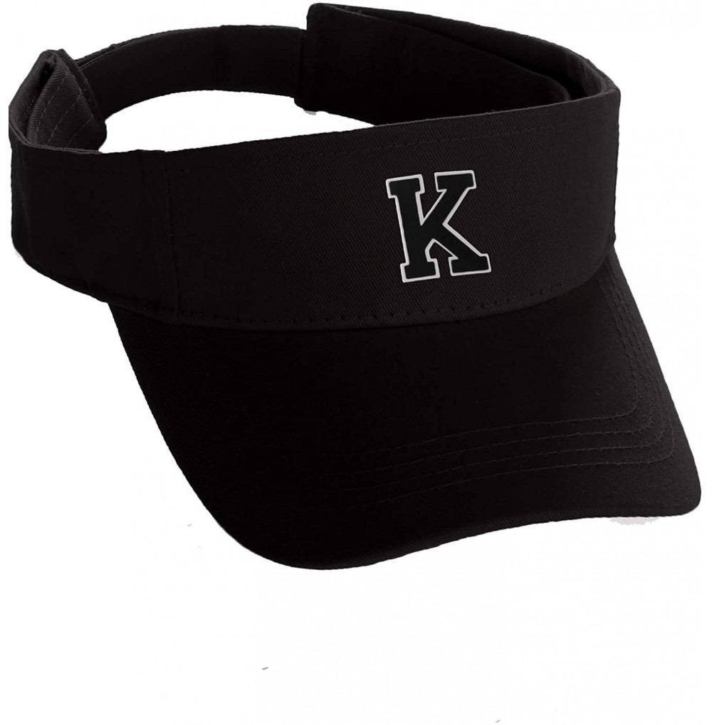 Visors Custom Sport Sun Visor Hat A to Z Initial Team Letters- Black Visor White Black - Letter K - C918GRA8MYC