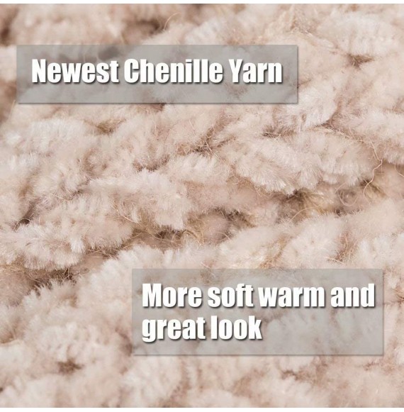 Skullies & Beanies Womens Winter Beanie Hat- Warm Fleece Lined Knitted Soft Ski Cuff Cap with Pom Pom - Chenille-soft Gray - ...