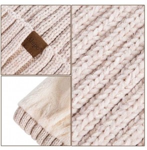 Skullies & Beanies Womens Winter Beanie Hat- Warm Fleece Lined Knitted Soft Ski Cuff Cap with Pom Pom - Chenille-soft Gray - ...
