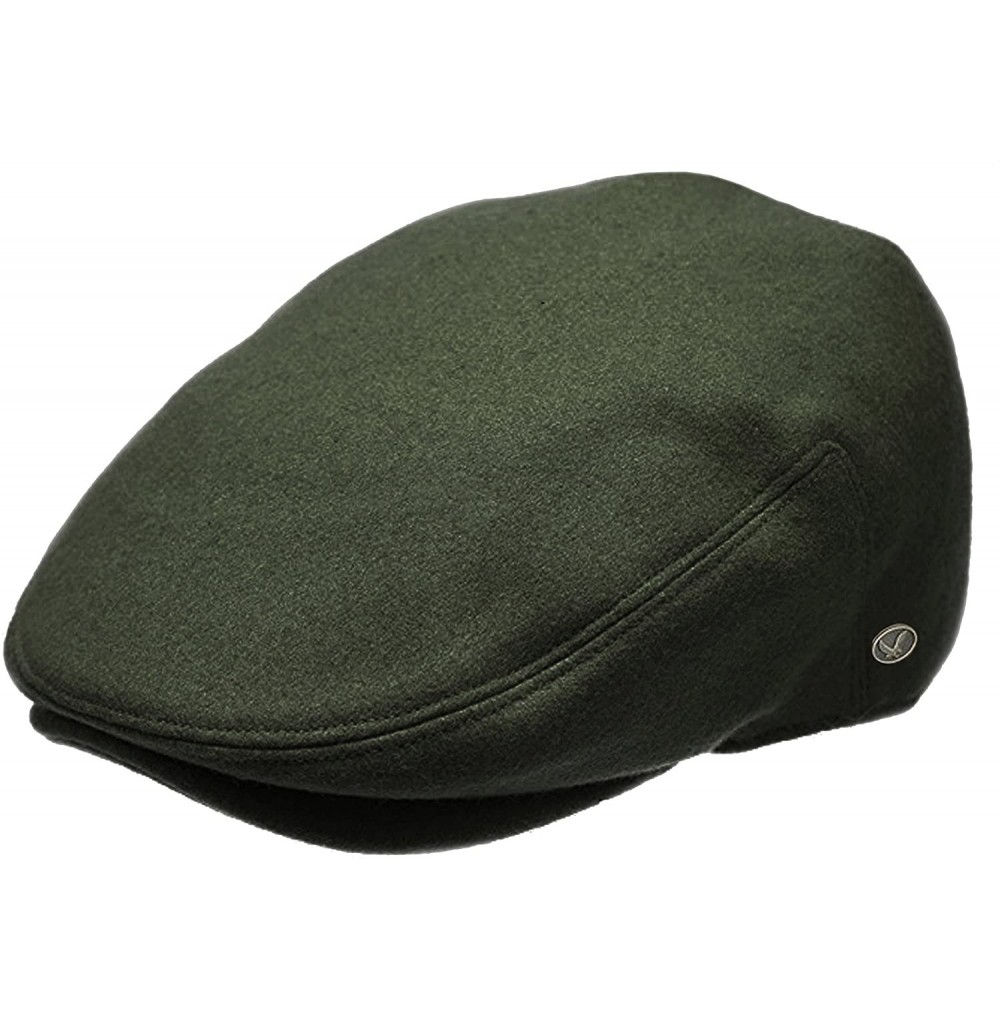 Newsboy Caps Classic Men's Flat Hat Wool Newsboy Herringbone Tweed Driving Cap - Plain Olive - C11899UHWZ9
