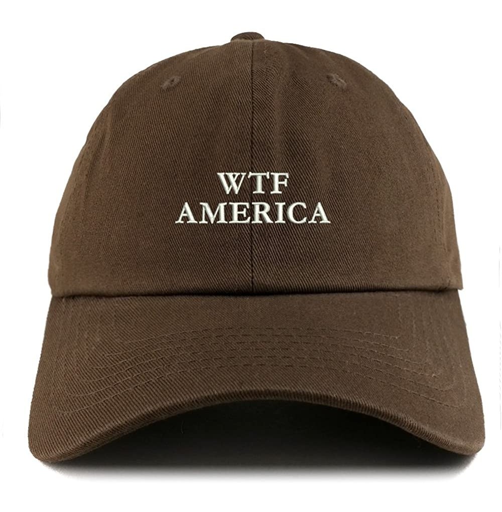 Baseball Caps WTF America Embroidered Low Profile Soft Cotton Dad Hat Cap - Brown - CP18D4X95QN