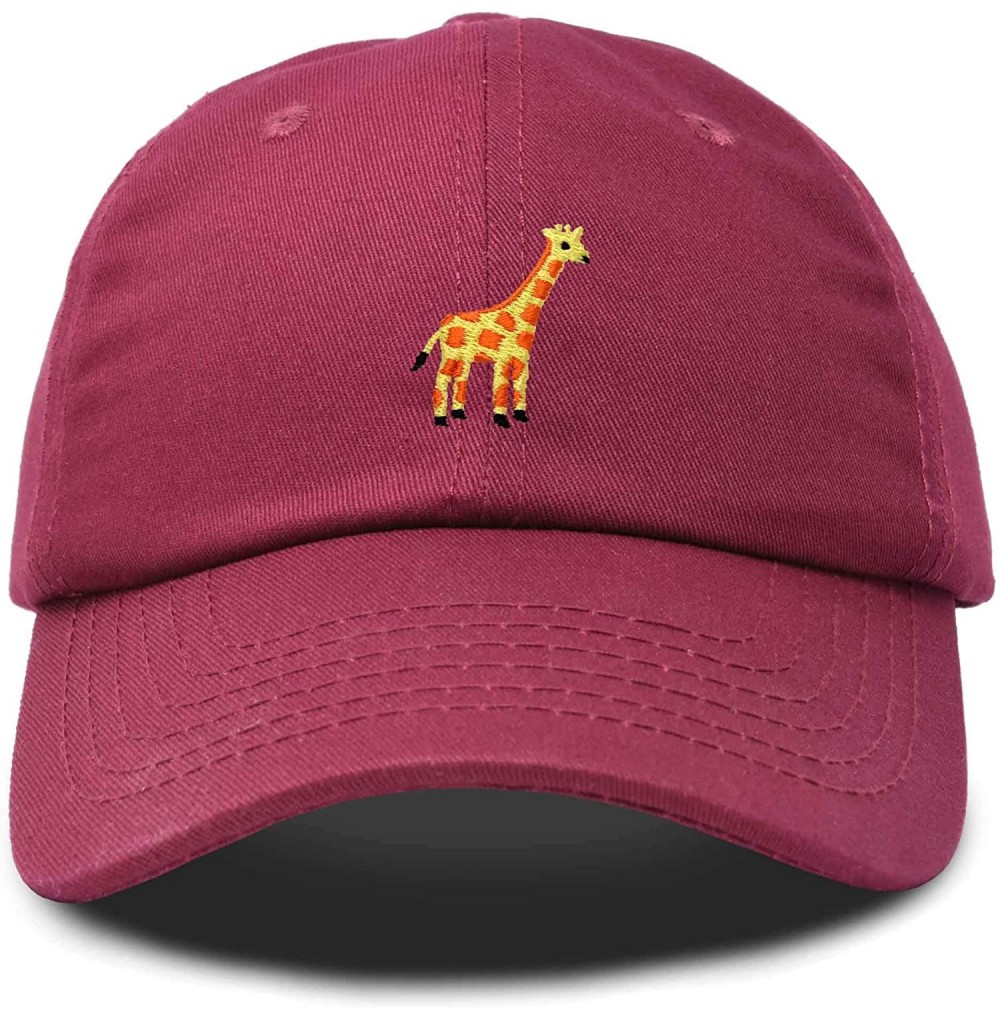 Baseball Caps Giraffe Baseball Cap Soft Cotton Dad Hat Custom Embroidered - Maroon - C218RG58ZW7