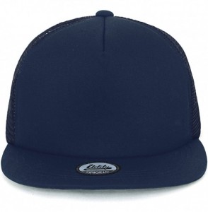 Baseball Caps Extra Large Size Solid Color Flat Bill Snapback Hat Blank Baseball Cap - Navy&check - C518DYSCMQT
