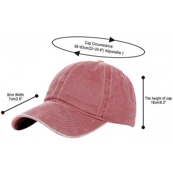 Baseball Caps Classic Unisex Baseball Cap Adjustable Washed Dyed Cotton Ball Hat - Red Wine - CO183D9H79Y