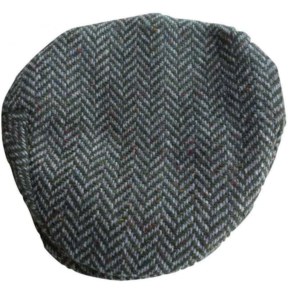 Newsboy Caps Men's Donegal Tweed Vintage Cap - Green Herringbone - CF12MZYJ1US