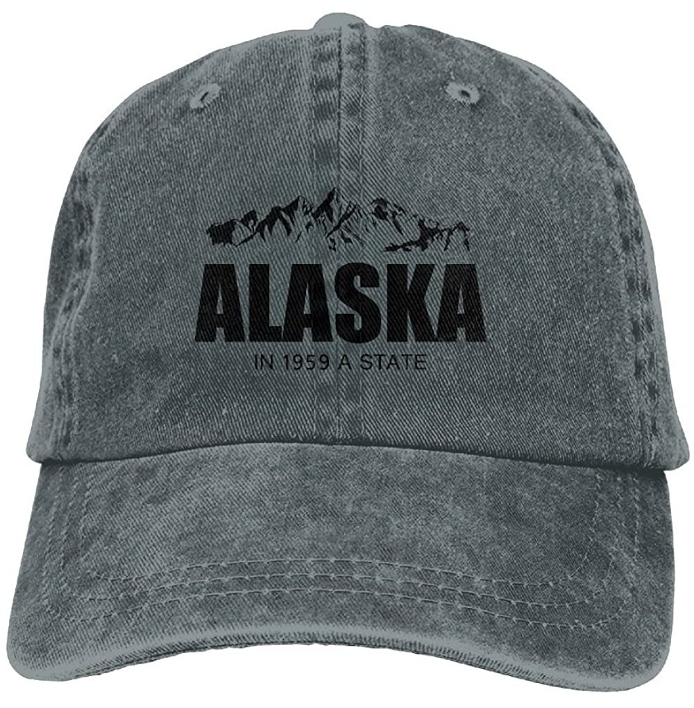 Baseball Caps Unisex Adult Alaska Vintage Adjustable Baseball Cap Denim Dad Hat - Asphalt - C218GEG9DL8