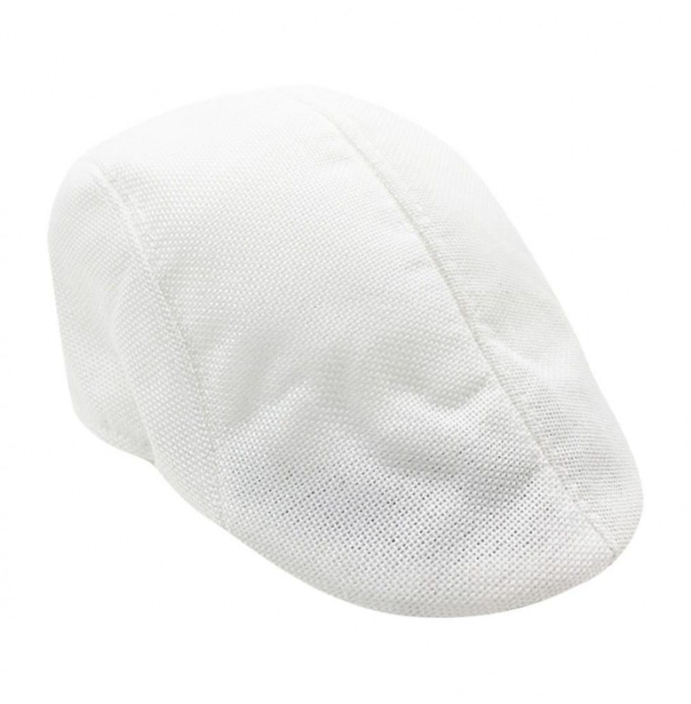 Newsboy Caps Flat Gatsby Hat for Men-Flat Ivy Newsboy Driving Hat Cap Breathable Beret Flat Cap (White) - White - C318E67AKUH