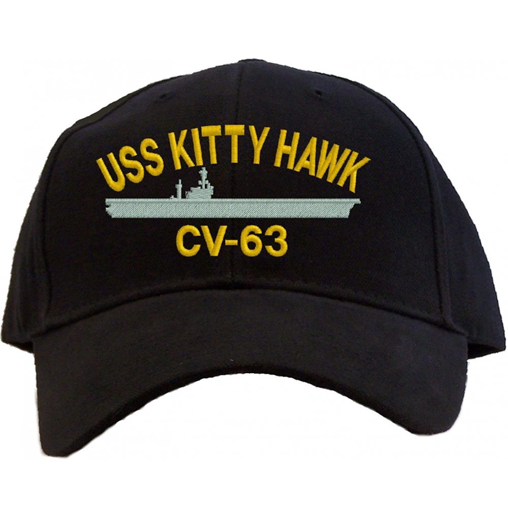 Baseball Caps USS Kitty Hawk CV-63 Embroidered Baseball Cap - Black - CU11FVIPX5Z